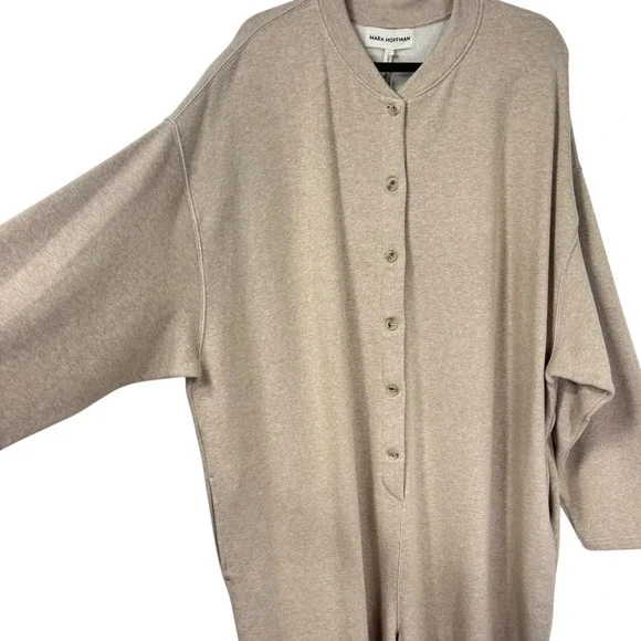 Mara Hoffman Sabina Oatmeal Jumpsuit Button Front sweatshirt Lagenlook NEW Sz 3X - Picture 4 of 7